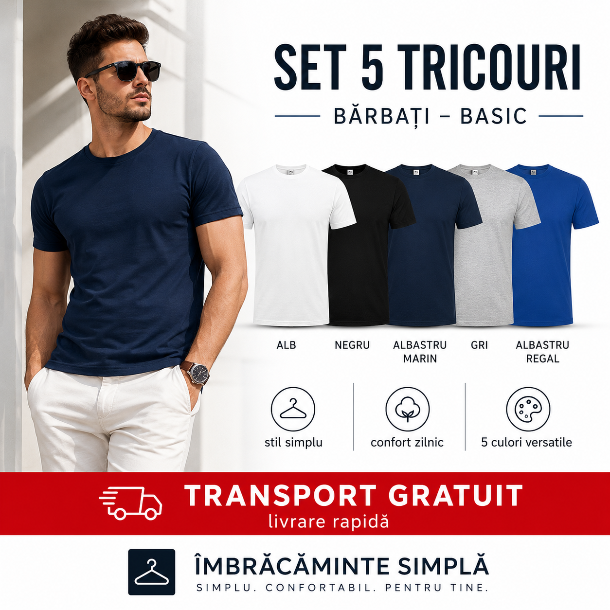 Tricouri simple bărbați bumbac 145g